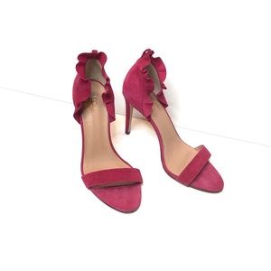 Lewit Regina Ruffle Suede Heel Pink 38 7.5